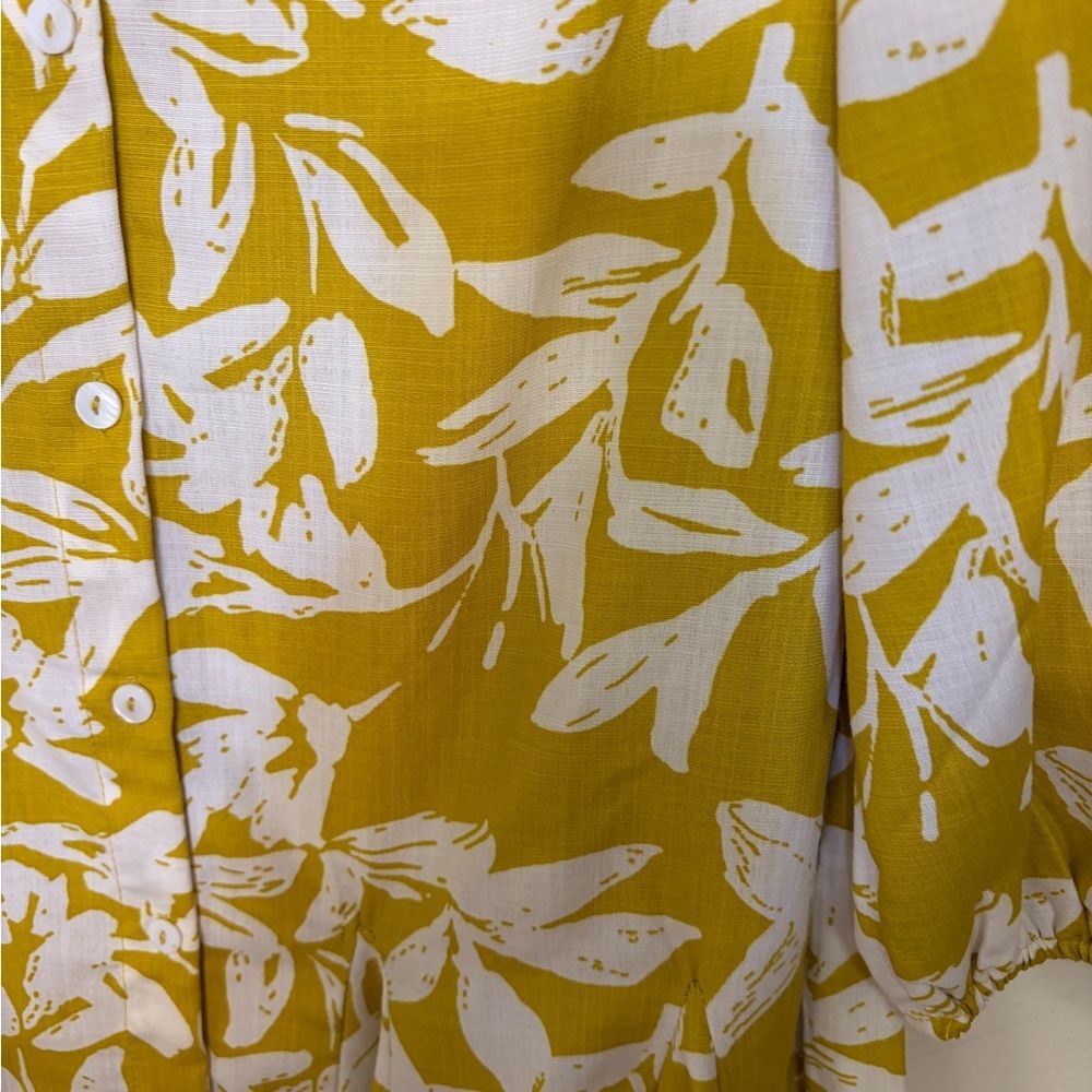 NWT Max Urban Floral Button-Front Shirt Dress in Mustard and White -Size 8 - Picture 7 of 8